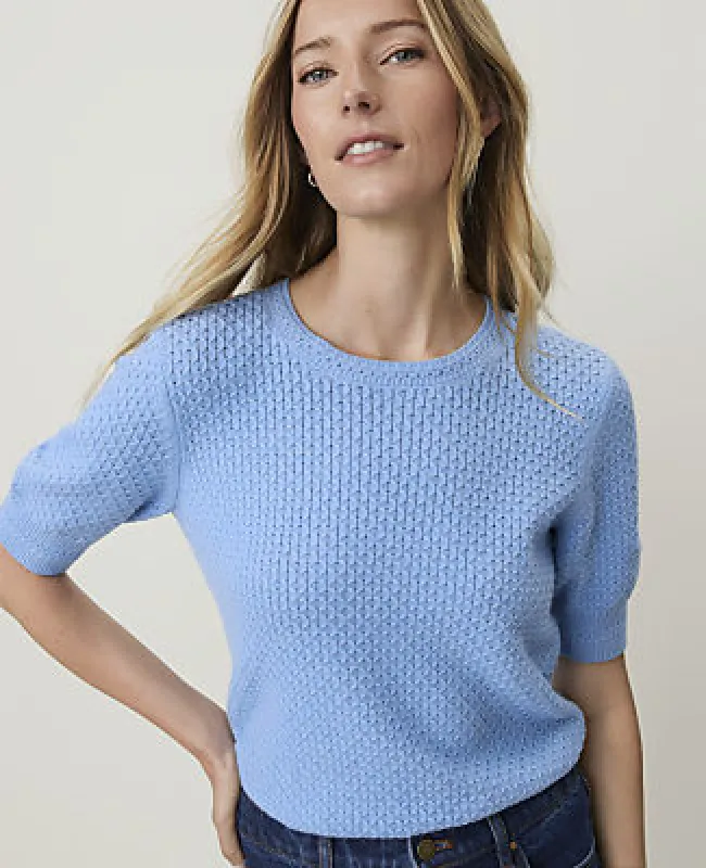 Ann Taylor Pointelle Stitch Wedge Tee made by Ann Taylor