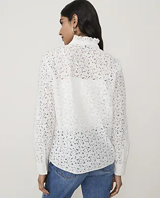 Ann Taylor Ruffle Collar Lace Blouse sold by Ann Taylor product image thumbnail 2