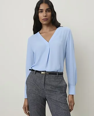 Ann Taylor Mixed Media Pleat Front Top sold by Ann Taylor