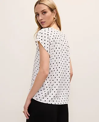Ann Taylor Polka Dot Mixed Media Pleat Front Top sold by Ann Taylor product image thumbnail 2