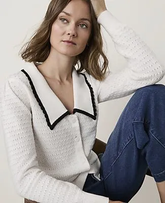 Ann Taylor Scalloped Sailor Collar Cardigan sold by Ann Taylor product image thumbnail 3