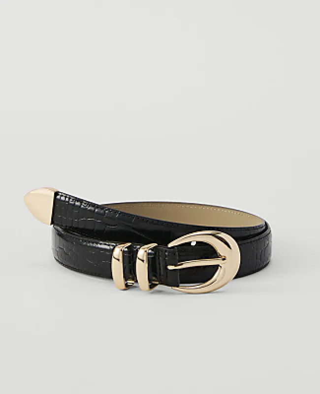 Ann Taylor Croco Oval Buckle Belt made by Ann Taylor