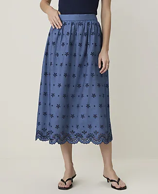 Ann Taylor Weekend Eyelet Midi Skirt sold by Ann Taylor product image thumbnail 2