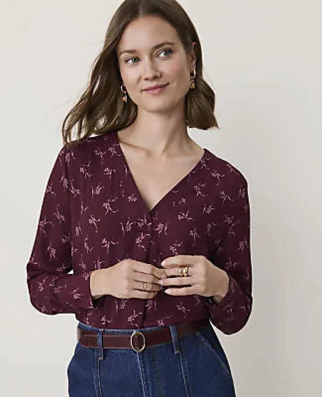 Ann Taylor Floral Mixed Media Pleat Front Top made by Ann Taylor