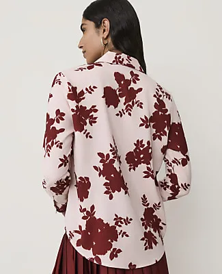 Ann Taylor Petite Floral Modern Shirt in Satin sold by Ann Taylor product image thumbnail 2