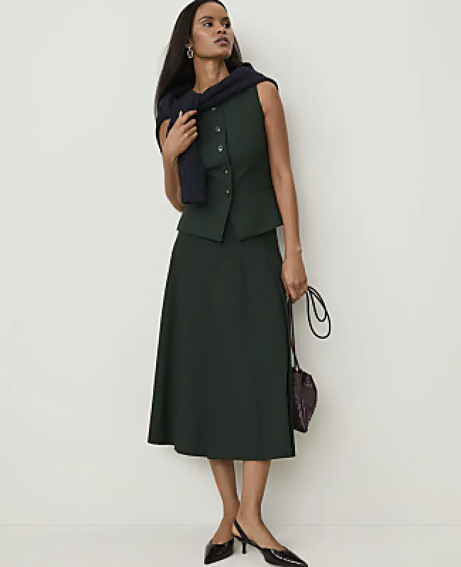 Ann Taylor The Pleated Midi Skirt in Seasonless Stretch made by Ann Taylor