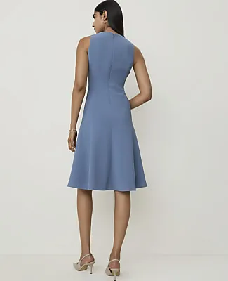 Ann Taylor The Seamed Crew Neck Flare Dress in Fluid Crepe sold by Ann Taylor product image thumbnail 2