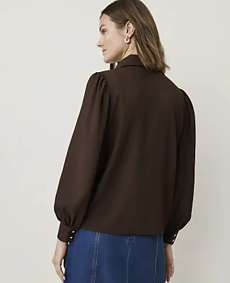 Ann Taylor Split Neck Blouse in Satin sold by Ann Taylor product image thumbnail 2