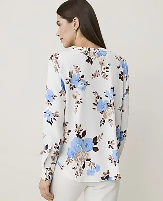 Ann Taylor Petite Floral Mixed Media Pleat Front Top sold by Ann Taylor product image thumbnail 2