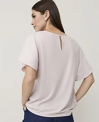 Ann Taylor Lace Trimmed Flutter Sleeve Top sold by Ann Taylor product image thumbnail 2