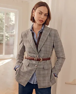Ann Taylor The Plaid Fitted Long Blazer sold by Ann Taylor product image thumbnail 3