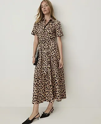 Ann Taylor Petite Animal Print Collared Midi Shirtdress sold by Ann Taylor
