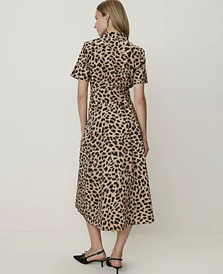 Ann Taylor Petite Animal Print Collared Midi Shirtdress sold by Ann Taylor product image thumbnail 2