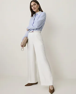 Ann Taylor The Side Zip Wide-Leg Pant in Fluid Crepe sold by Ann Taylor