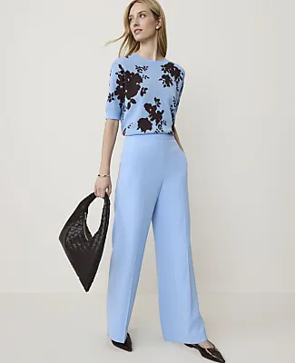 Ann Taylor The Side Zip Wide-Leg Pant in Fluid Crepe sold by Ann Taylor