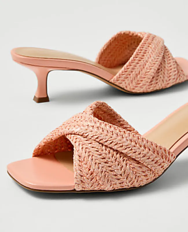 Ann Taylor Straw Kitten Heel Mule Sandal made by Ann Taylor