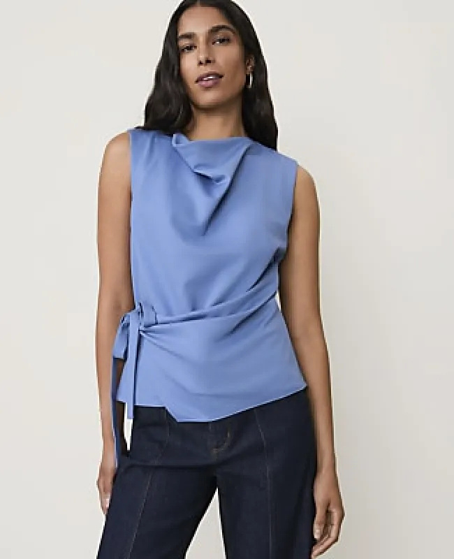 Ann Taylor Cowl Neck Tie Waist Top made by Ann Taylor