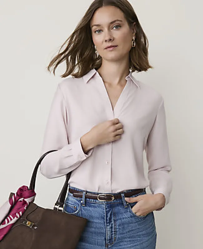 Ann Taylor Petite Essential Shirt in Satin made by Ann Taylor