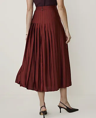 Ann Taylor Pleated Midi Skirt in Satin sold by Ann Taylor product image thumbnail 3