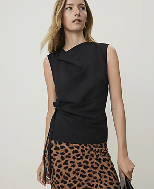 Ann Taylor Cowl Neck Tie Waist Top made by Ann Taylor