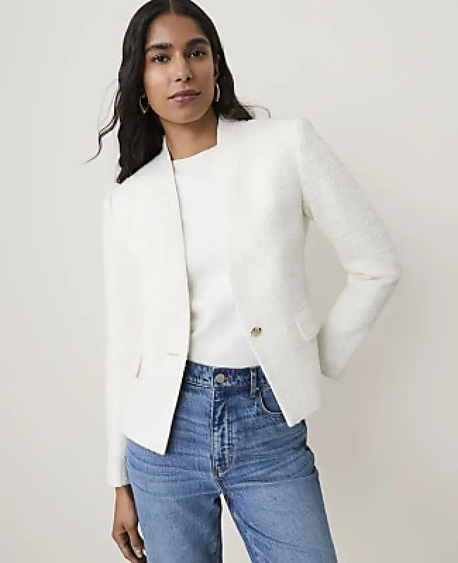Ann Taylor The Petite Single Button Collarless Blazer made by Ann Taylor