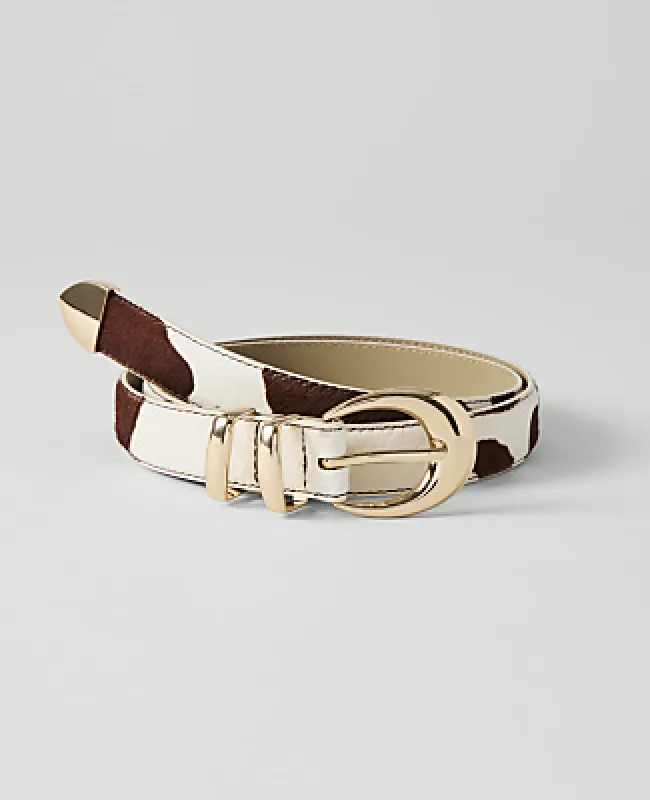 Ann Taylor Haircalf Oval Buckle Belt made by Ann Taylor