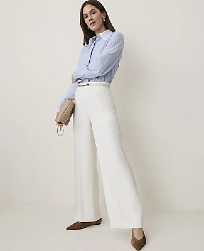Ann Taylor The Side Zip Wide-Leg Pant in Fluid Crepe made by Ann Taylor