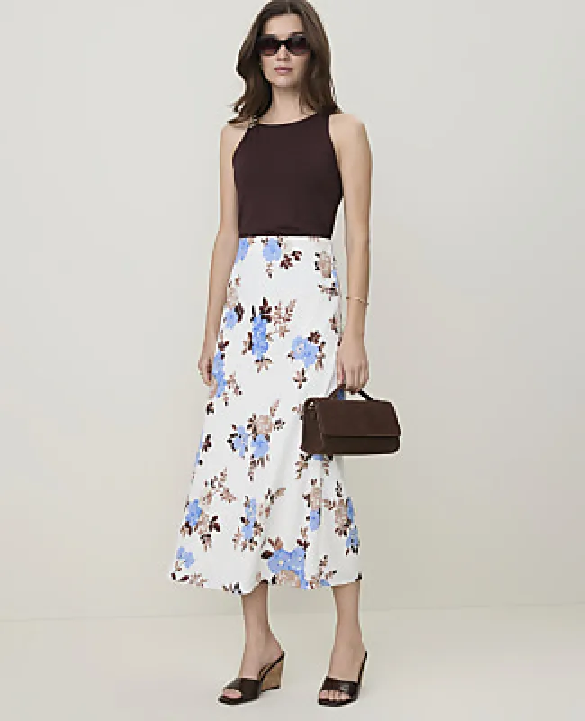 Ann Taylor Petite Floral Midi Slip Skirt made by Ann Taylor