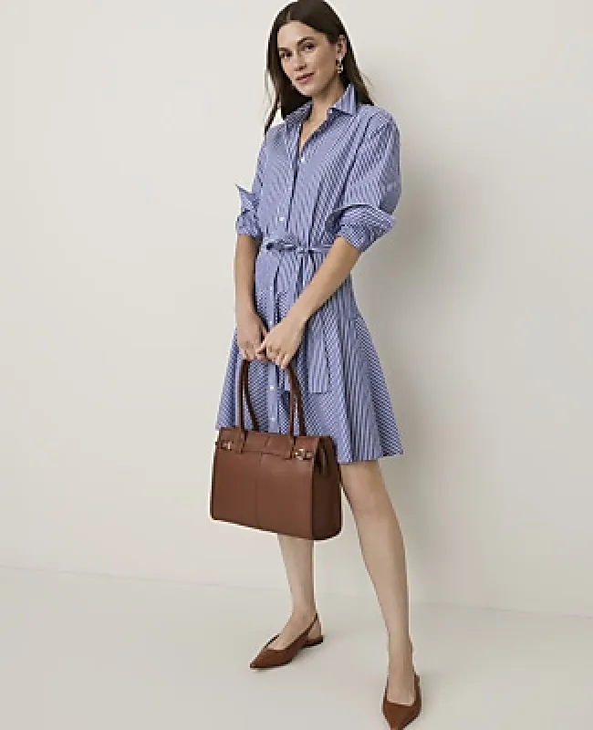 Ann Taylor Striped Belted Collared Shirtdress made by Ann Taylor