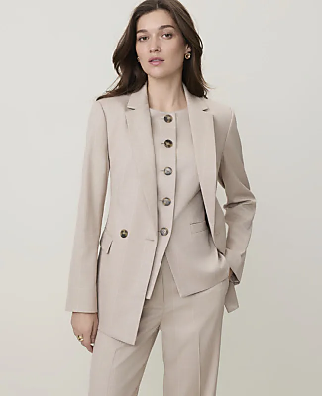 Ann Taylor The Petite Windowpane Crosby Blazer in Classic Canvas made by Ann Taylor