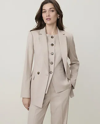 Ann Taylor The Petite Windowpane Crosby Blazer in Classic Canvas sold by Ann Taylor