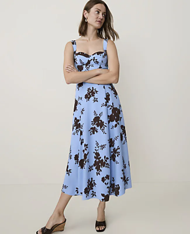 Ann Taylor Floral Corset Midi Dress made by Ann Taylor