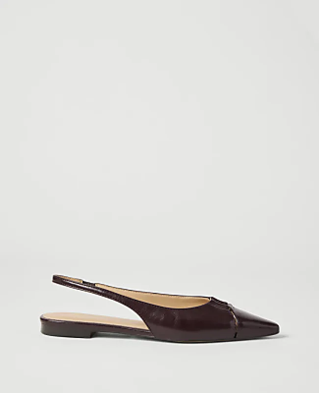 Ann Taylor Leather Hardware Cutout Slingback Flat made by Ann Taylor