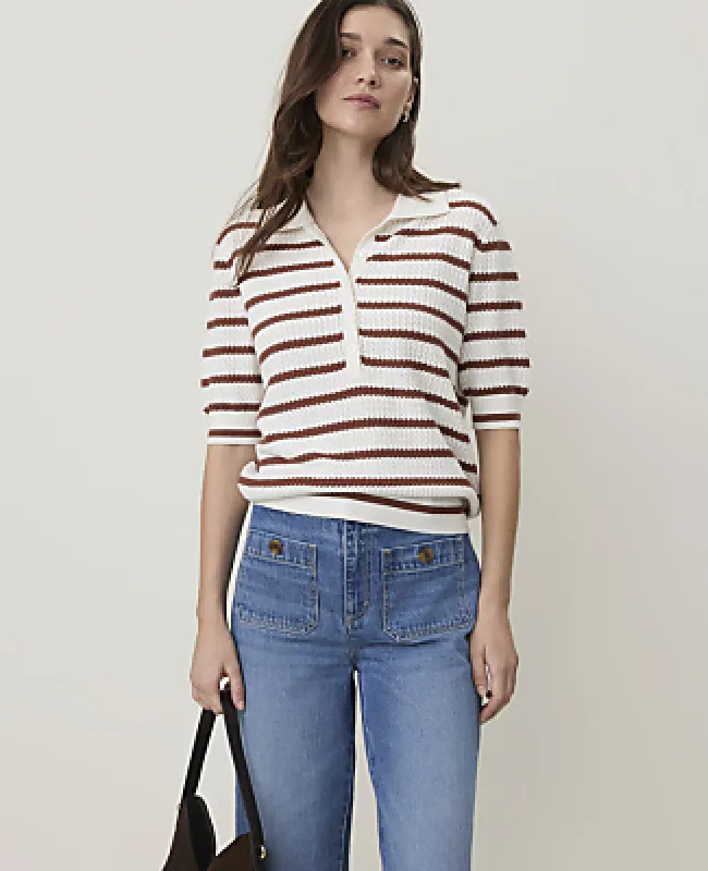 Ann Taylor Weekend Striped Henley Sweater made by Ann Taylor