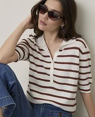 Ann Taylor Weekend Striped Henley Sweater sold by Ann Taylor product image thumbnail 3