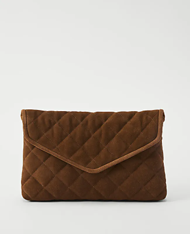 Ann Taylor Weekend Quilted Suede Envelope Clutch made by Ann Taylor