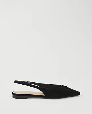 Ann Taylor Suede Hardware Cutout Slingback Flat sold by Ann Taylor