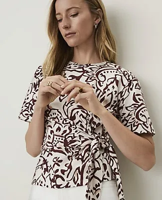 Ann Taylor Paisley Tie Waist Tee sold by Ann Taylor