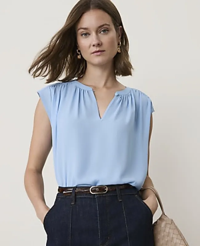 Ann Taylor Mixed Media Keyhole Sleeveless Top made by Ann Taylor