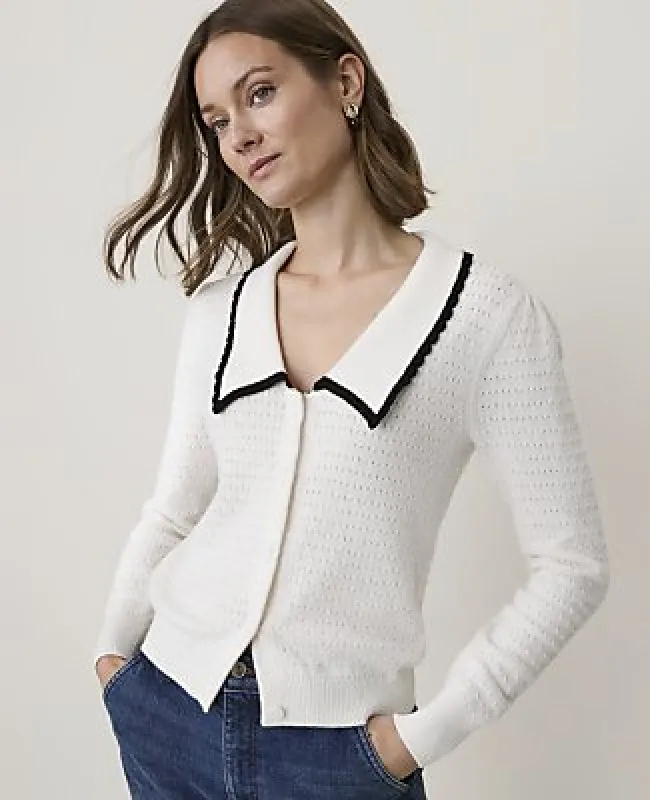 Ann Taylor Petite Scalloped Sailor Collar Cardigan made by Ann Taylor