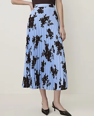Ann Taylor Floral Pleated Midi Skirt sold by Ann Taylor product image thumbnail 2