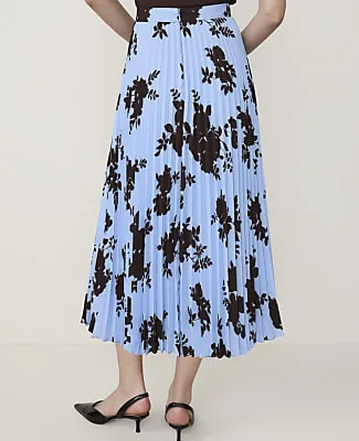 Ann Taylor Floral Pleated Midi Skirt sold by Ann Taylor product image thumbnail 3