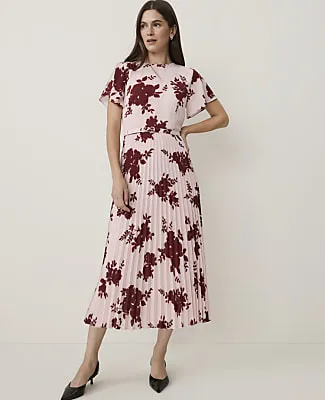 Ann Taylor Floral Pleated Flare Midi Dress sold by Ann Taylor