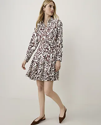 Ann Taylor Paisley Belted Collared Shirtdress sold by Ann Taylor