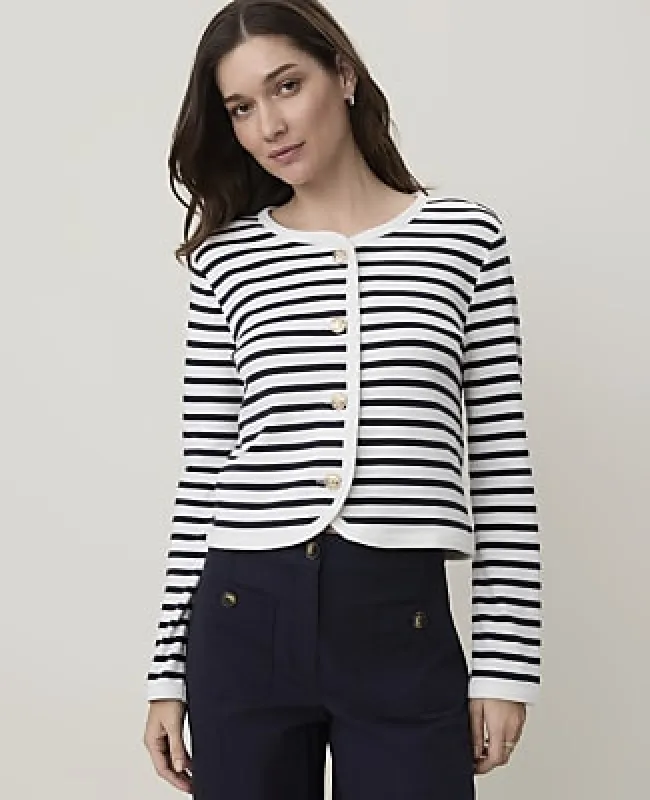 Ann Taylor Petite Weekend Striped Knit Jacket made by Ann Taylor