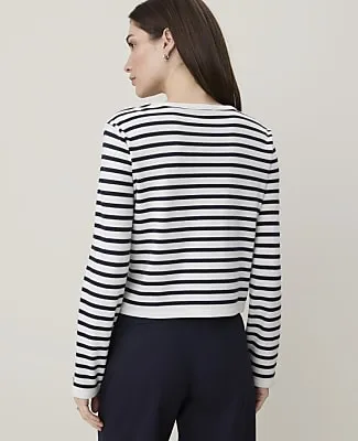 Ann Taylor Petite Weekend Striped Knit Jacket sold by Ann Taylor product image thumbnail 2