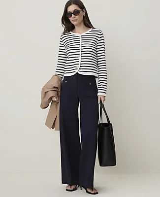 Ann Taylor Petite Weekend Striped Knit Jacket sold by Ann Taylor product image thumbnail 3