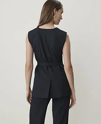 Ann Taylor Pinstripe Belted Vest sold by Ann Taylor product image thumbnail 2