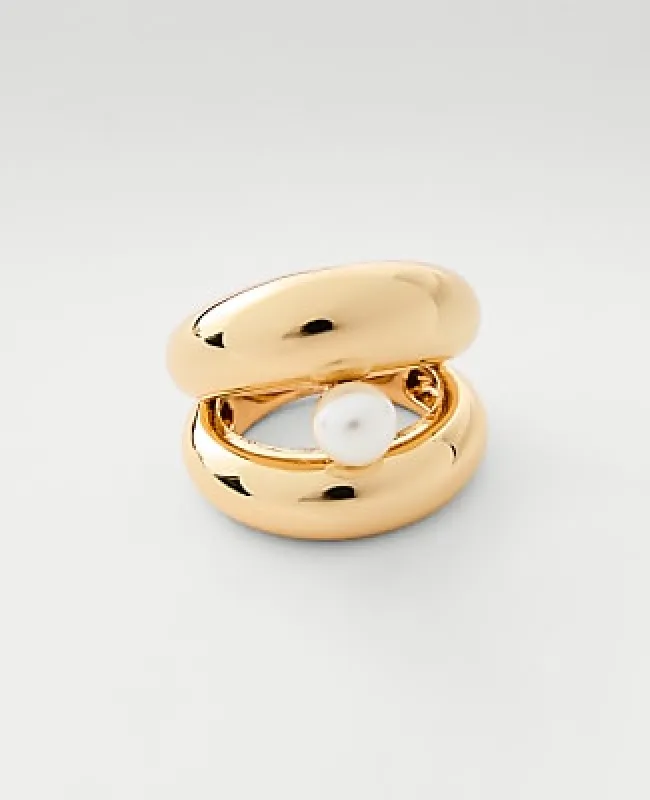 Ann Taylor Pearl Double Metal Ring made by Ann Taylor