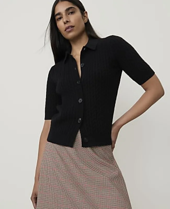 Ann Taylor Short Sleeve Cable Cardigan made by Ann Taylor